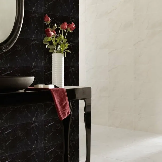 Decorum Black Gloss Ceramic Marble Effect Wall Tiles
