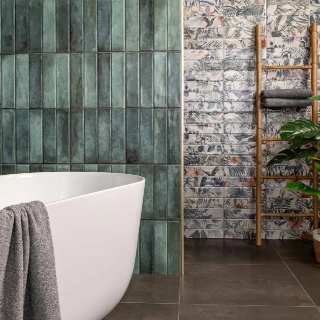 Lazio Green Gloss Brick Effect Wall Tiles