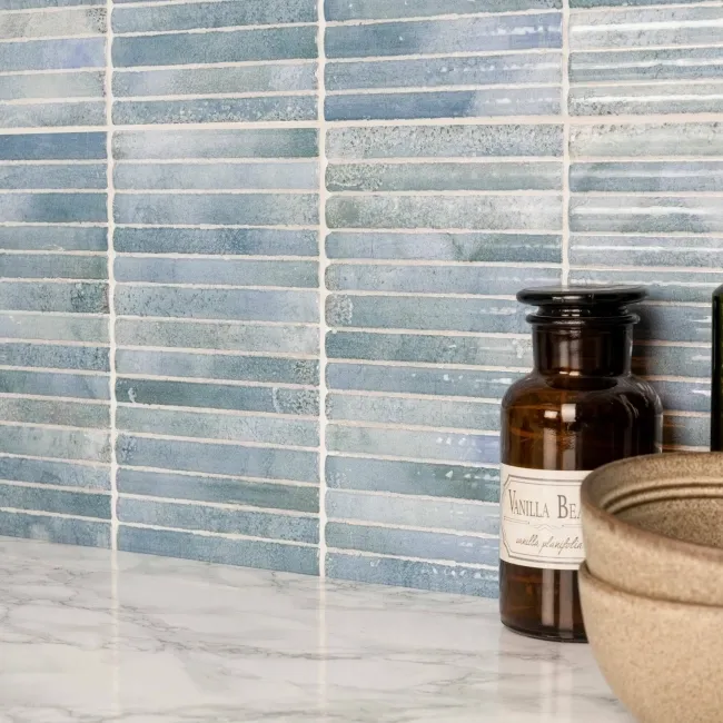 Meraki Blue Gloss Kitt-Kat Mosaic Effect Wall Tiles
