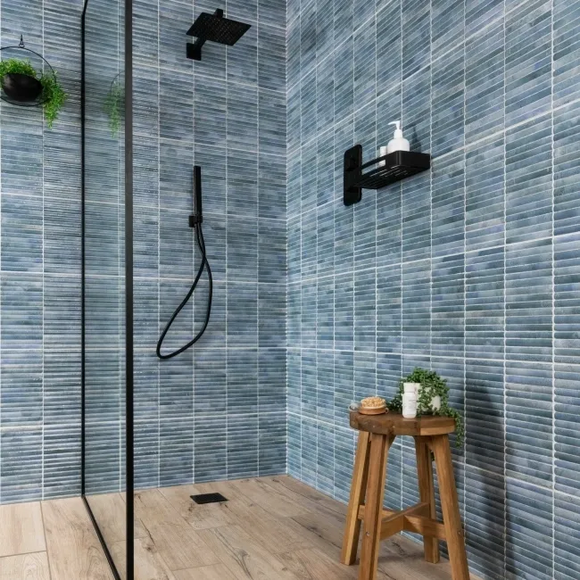 Meraki Blue Gloss Kitt-Kat Mosaic Effect Wall Tiles