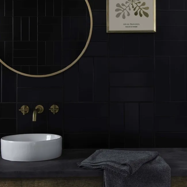 Rhian Black Matt Brick Ceramic Wall Tiles
