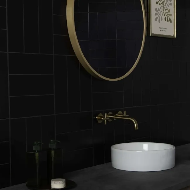 Rhian Black Matt Brick Ceramic Wall Tiles