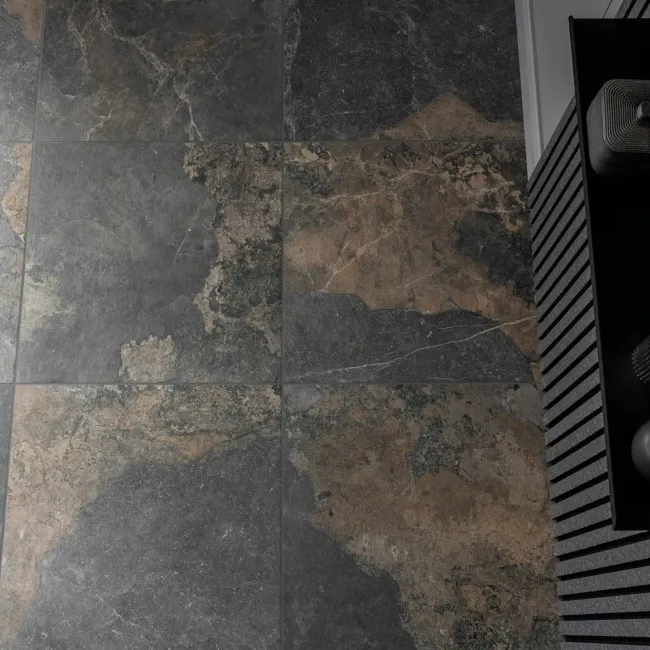 Jai Rustic Natural Black Slate Effect Tiles 600x600