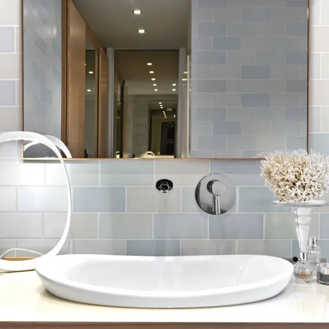 Tints Calm Blue Gloss Ceramic Brick Wall Tiles