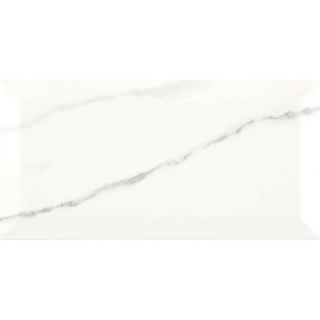 Vena Biana White Mini Bevelled Gloss Marble Effect Metro Wall Tiles