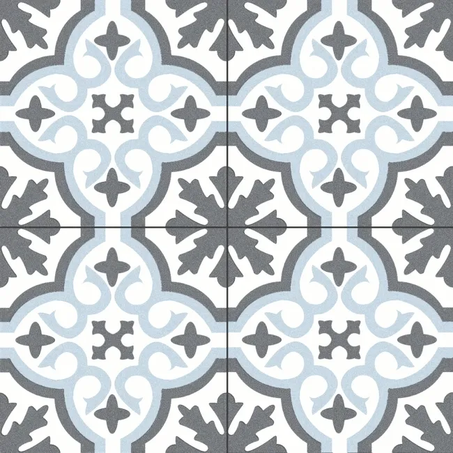 Zara Blue Porcelain Matt Patterned Floor Tiles