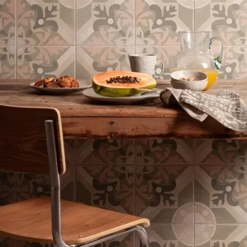 Field Green & Pink Floral Matt Porcelain Wall and Floor Tiles