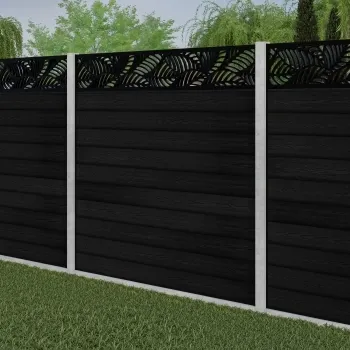 LuxeLine Composite Fence Panel Black - Jungle Decorative Screen for Own Post