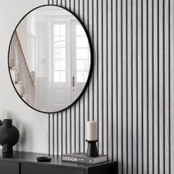 Trepanel Customise® Aluminium Framed Round Mirror Matt Black 800mm