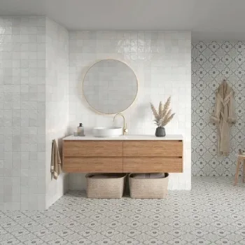 Zellige Mini White Square Gloss Rustic Wall Tiles