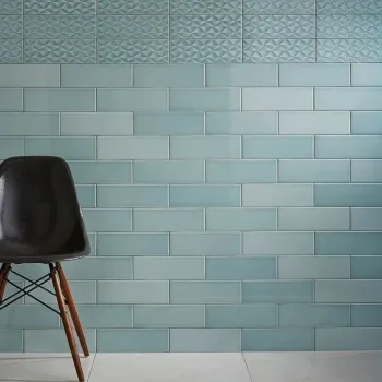 Ritz Leaf Blue Wall Gloss Brick Tiles