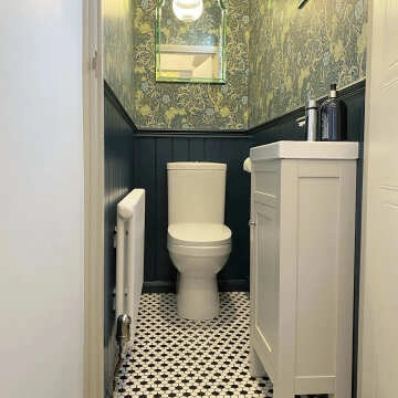 Pixel Chequer Hexagon White & Black Matt Mosaic Tiles