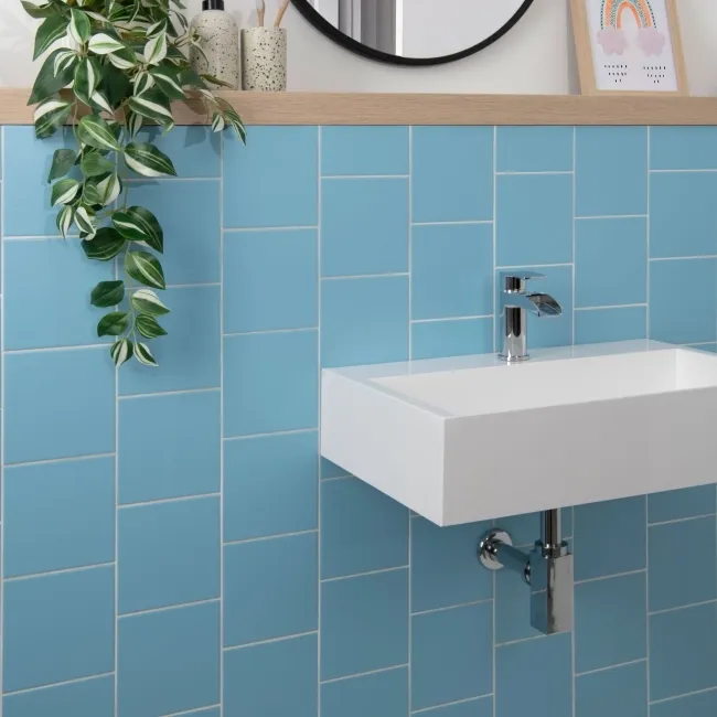 Rico Blue Matt Flat Square Wall Tiles 150x150