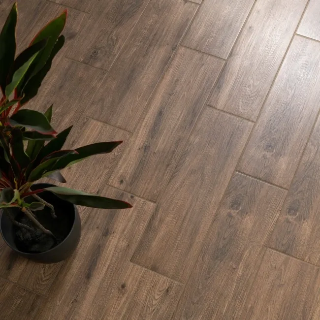 Friston Dark Oak Wood Effect Porcelain Floor Tiles