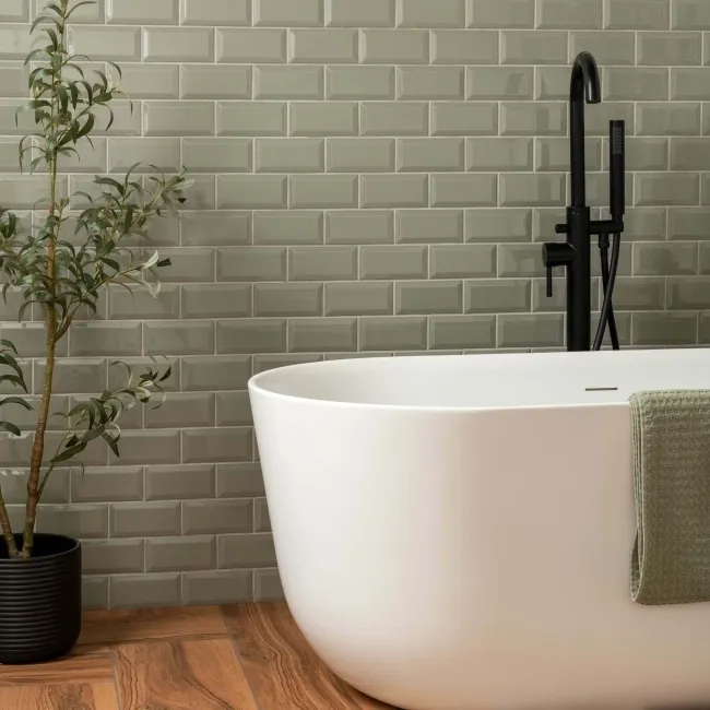 Greenwich Park Gloss Green Mini Metro Wall Tiles