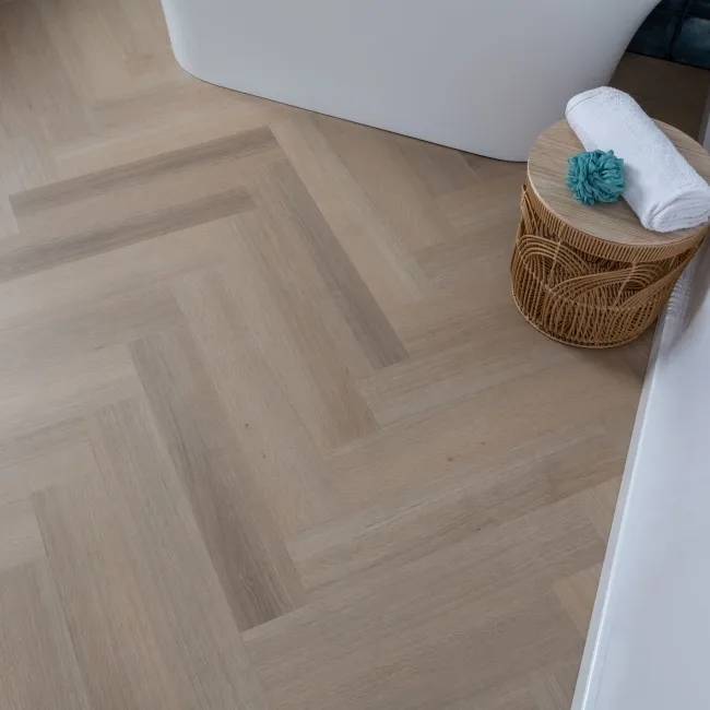 Trepanel Lux Light Oak LVT Wood Effect Herringbone SPC Vinyl Flooring