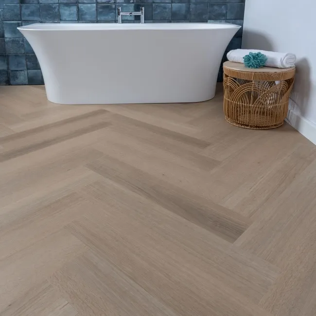 Trepanel Lux Light Oak LVT Wood Effect Herringbone SPC Vinyl Flooring