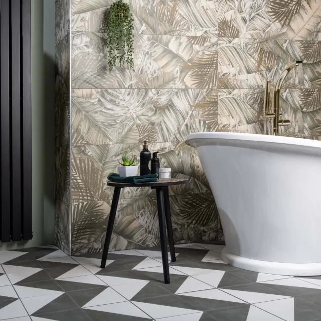 Nature's Way Botanical Green Matt Pattern Wall Tiles