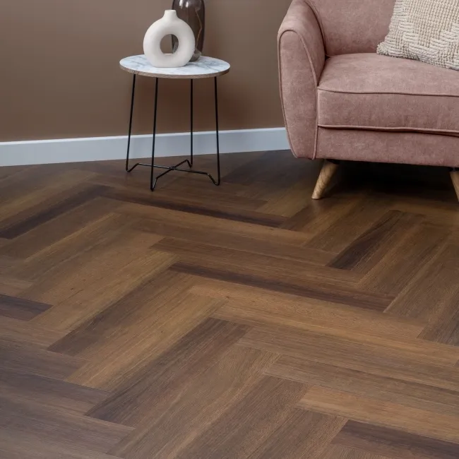 Trepanel Lux Walnut LVT Wood Effect Herringbone SPC Vinyl Flooring