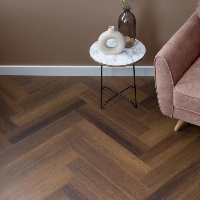 Trepanel Lux Walnut LVT Wood Effect Herringbone SPC Vinyl Flooring