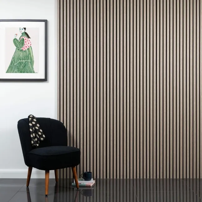 Trepanel® Chevron Hessian Beige Acoustic Wood Wall Panels