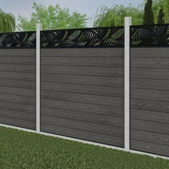 LuxeLine Composite Fence Panel Light Grey - Jungle Decorative Screen for Own Post