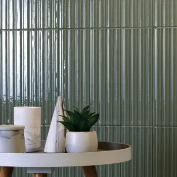Ribbon Sage Green Ceramic Gloss Wall Tiles