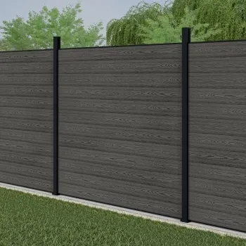 LuxeLine® Light Grey Composite Fence Panel with Aluminium Post 6ft