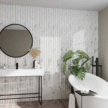 Trepanel® Aqua Marble Bathroom Wall Panels and Mirror Kit