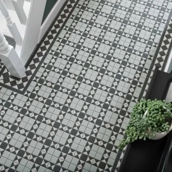 Churchill White & Green Border Matt Victorian Tiles