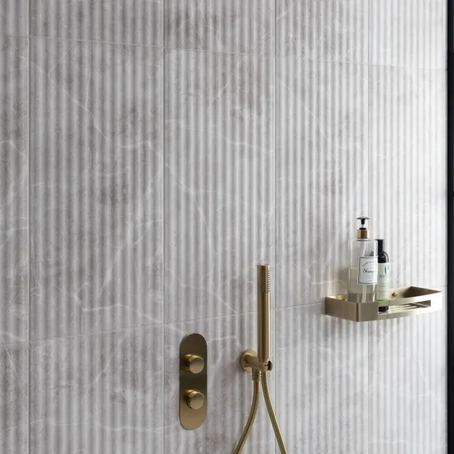 Clovelly Light Grey Decor Marble Effect Matt Wall Tiles