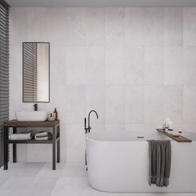 Clovelly Light Grey Marble Effect Matt Wall Tiles