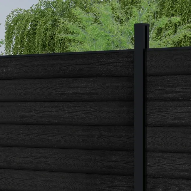 LuxeLine® Black Composite Fence Panel with Buried Aluminium Post 6ft