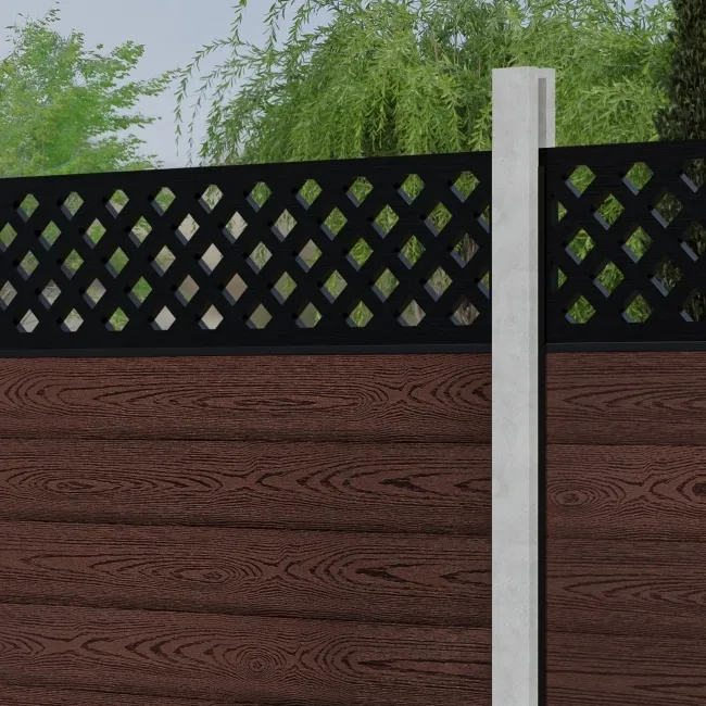 LuxeLine Composite Fence Panel Walnut - Lattice Decorative Screen for Own Post