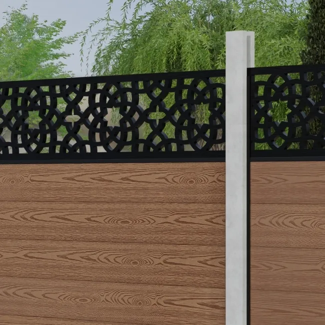 LuxeLine Composite Fence Panel Teak - Moroccan Decorative Screen for Own Post