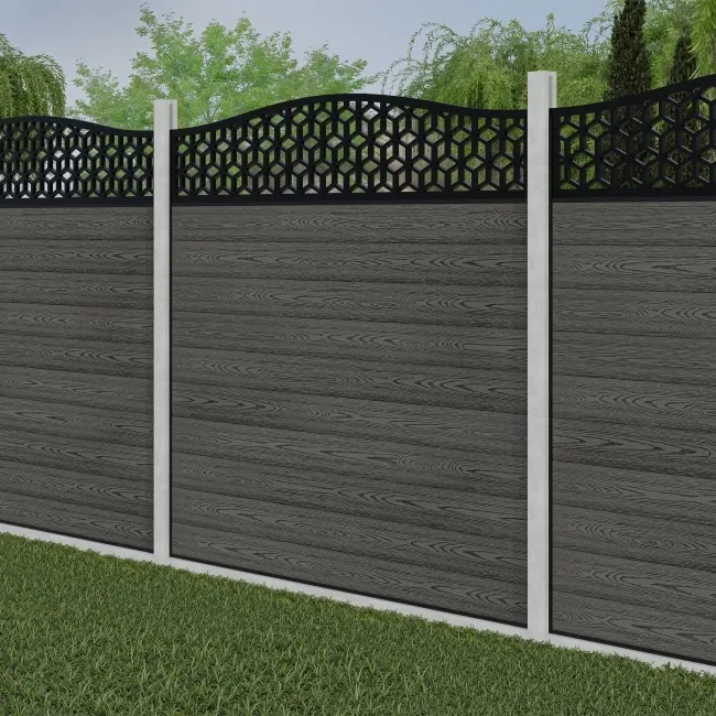 LuxeLine Composite Fence Panel Light Grey - Geometric Decorative Screen for Own Post