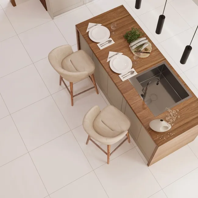 Sorbet White Matt Plain 598x598 Wall and Floor Tiles