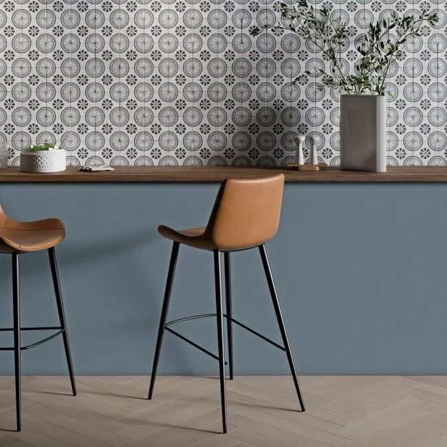 Dante Dhalia Blue Matt Patterned Wall and Floor Tiles