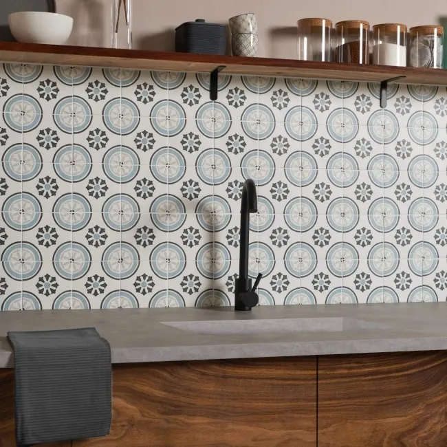Dante Dhalia Blue Matt Patterned Wall and Floor Tiles