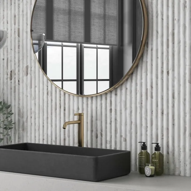 Indulgence Terrazzo Grey Effect Fluted Decor Wall Tiles