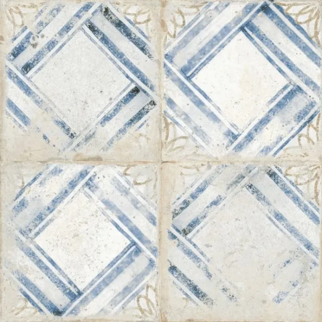 Floweret Diamond Cream Antique Patterned Wall and Floor Tiles
