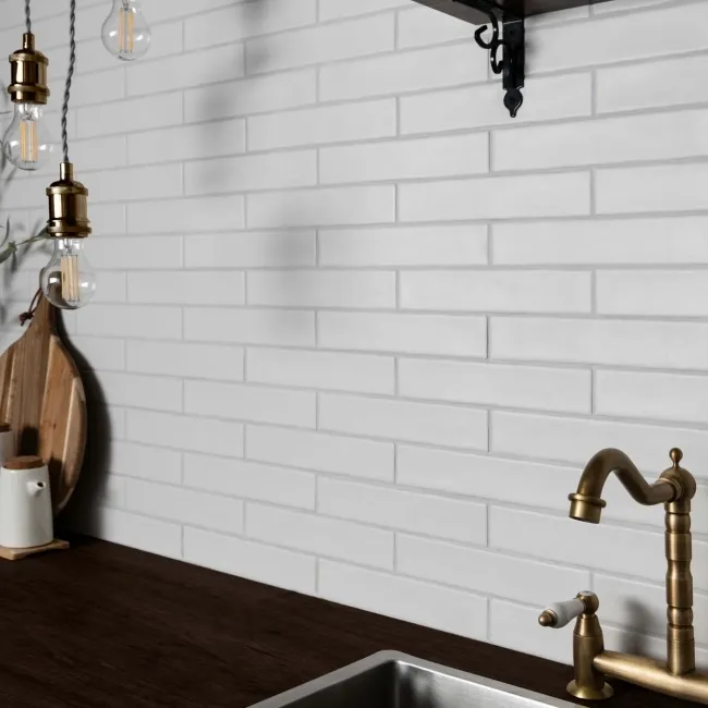 Ivybridge White Matt Metro Wall Tiles 250x50mm