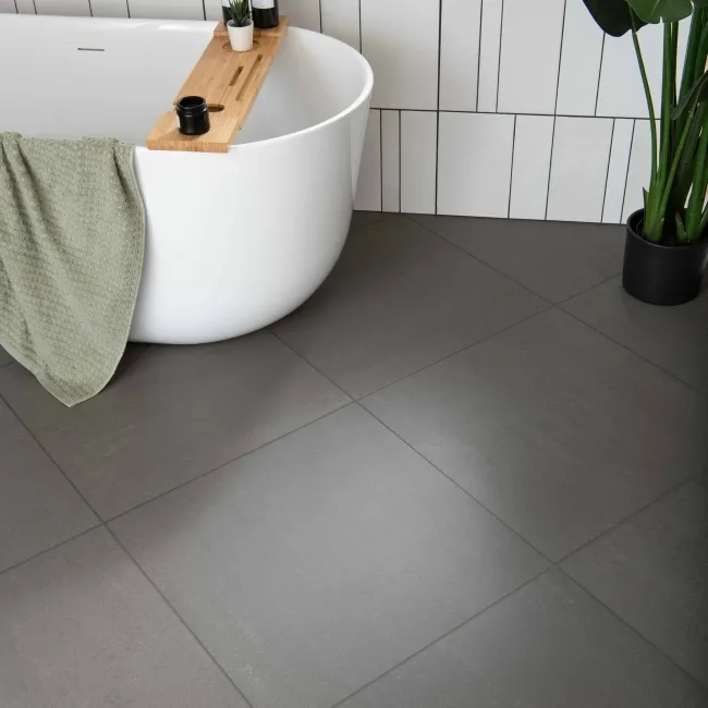 Lounge Matt Dark Grey Stone Effect 600x600 Floor Tiles