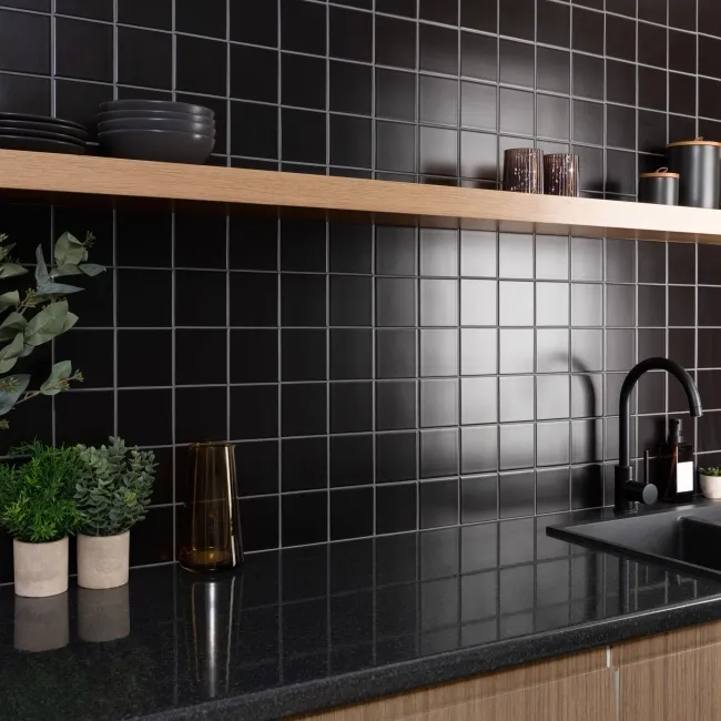 MonoEdge Black Matt Ceramic Wall Tiles 100x100