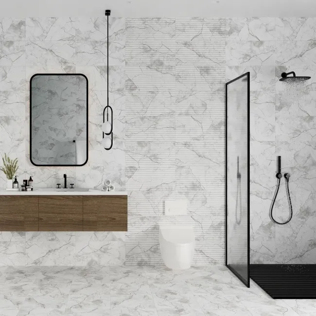 Clovelly White Decor Carrara Marble Effect Matt Wall Tiles