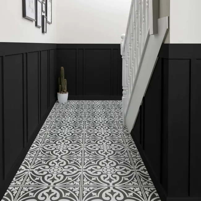 Adlington Black and White Matt Patterned Floor Tiles