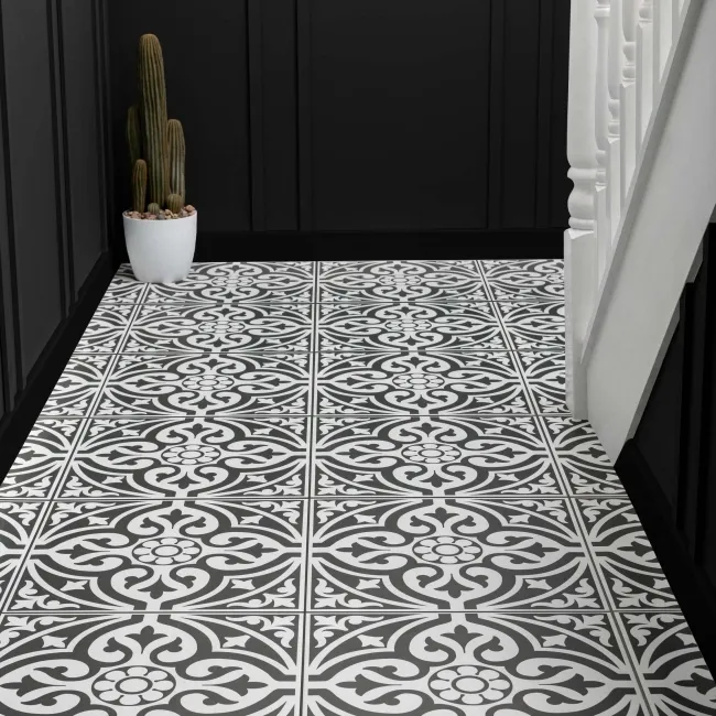 Adlington Black and White Matt Patterned Floor Tiles