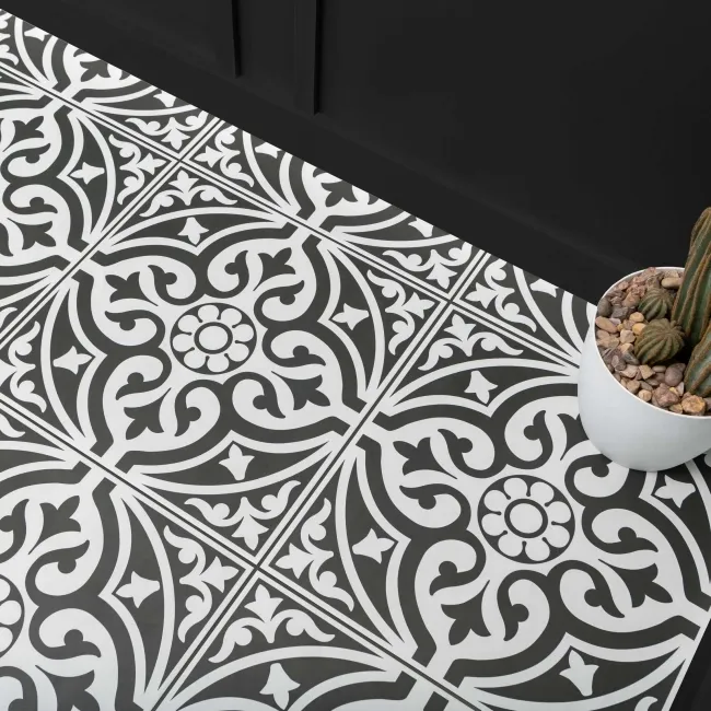 Adlington Black and White Matt Patterned Floor Tiles