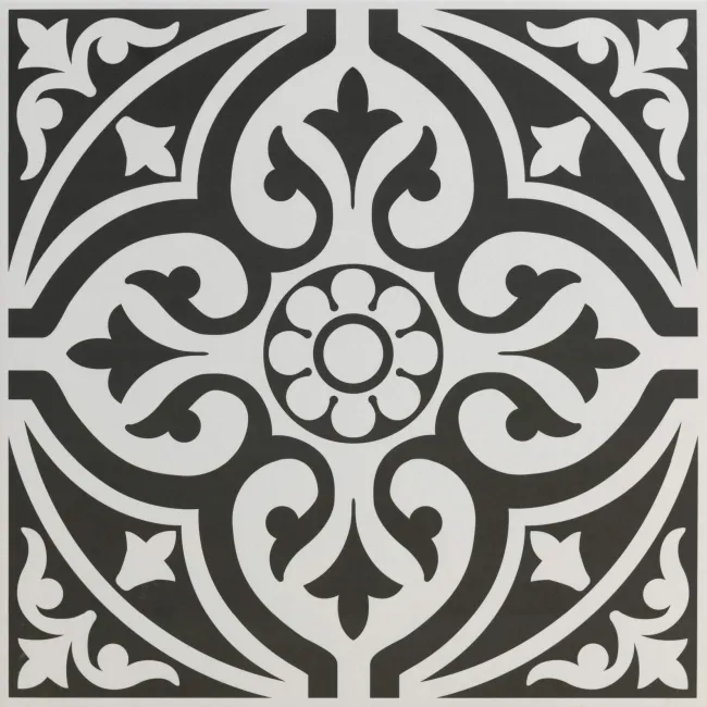 Adlington Black and White Matt Patterned Floor Tiles