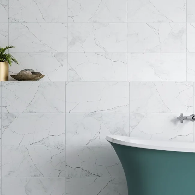 Clovelly White Carrara Marble Effect Matt Wall Tiles